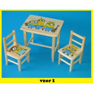 Detský Stôl s stoličkami Mimoň + malý stolček zadarmo !! (+ Malý stolček zadarmo !!)