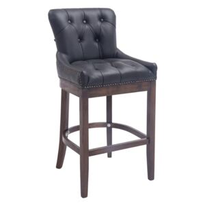 Barová stolička Buckingham ~ koža, drevené nohy tmavá antik