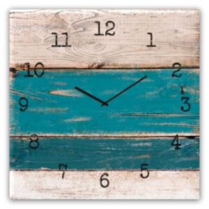 Styler Sklenené nástěnné hodiny - Blue Wood | Rozmery: 30x30 cm