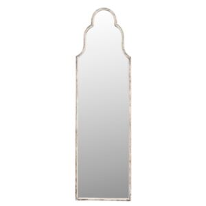 Nástenné vintage zrkadlo v bielom ráme s patinou - 38 * 2 * 132 cm