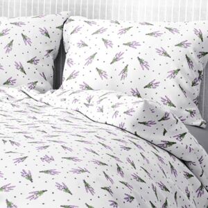 Goldea bavlnené posteľné obliečky - vzor 503 levandule na bielom 140 x 200 a 70 x 90 cm