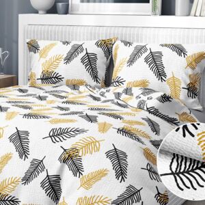 Goldea krepové posteľné obliečky deluxe - vzor 1048 čierne a zlaté palmové listy 140 x 200 a 70 x 90 cm