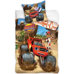 Carbotex · Detské posteľné obliečky Plamienok a štvorkolky - Blaze - motiv Off Road Race - 100% bavlna - 70 x 90 cm + 140 x 200 cm