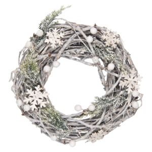 Vianočný veniec z polien a snehových vločkek - Ø 26 * 8 cm