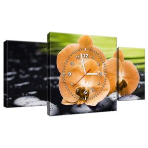 Obraz s hodinami Oranžová orchidea 80x40cm ZP1713A_3AX