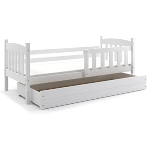 Detská posteľ FLORENT + matrac + rošt ZADARMO, 80x190 cm, biela, biela