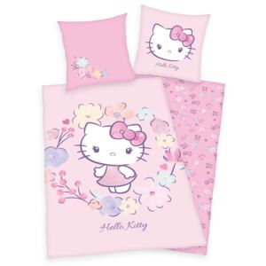 Herding Detské bavlnené obliečky Hello Kitty, 140 x 200 cm, 70 x 90 cm