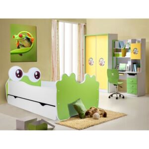 ArtAdr Detská posteľ zvieratko 140x70 Farba: bielo / zelená žabka