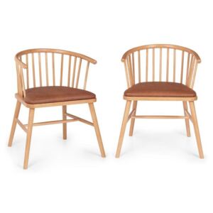 Besoa Nyssa, pár jedálenských stoličiek, bukové drevo, vankúš sedadla zo syntetickej kože, hnedý