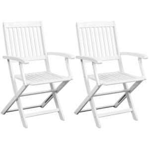 Jedálenské stoličky 2 ks, biele, akáciový masív
