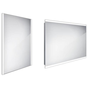 Nimco Zrkadlá - Kúpeľňové podsvietené LED zrkadlo 600 mmx800 mm, hranaté, alumínium ZP 11002