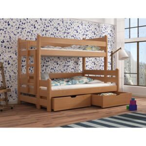 Detská poschodová posteľ 90 cm Bivi (buk). Akcia -31%. Vlastná spoľahlivá doprava až k Vám domov