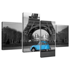 Obraz na plátne Modré auto pred Eiffelovou vežou 120x70cm 1804A_4Z
