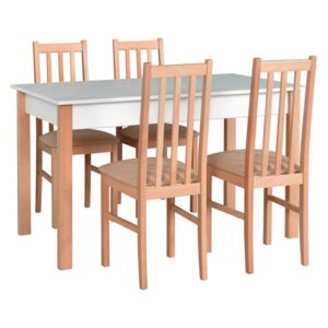 Jídelní sestava BLANC 2, stůl + 4x židle, bílá/buk/látka 14