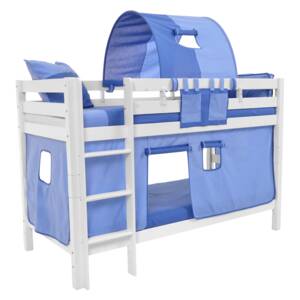 Detská poschodová posteľ s domčekom BLUE - MARK 200x90cm - biela