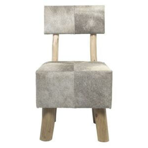 Drevená stolička s koženým sedadlom Cowny sivá - 45 * 45 * 86 / 45cm