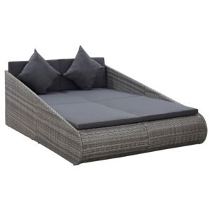Záhradná posteľ sivá 200x139 cm polyratan