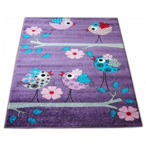 Detský koberec Vtáky fialový, Velikosti 160x220cm