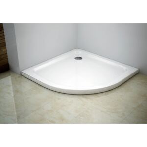 MEXEN SLIM - Štvrťkruhová sprchová vanička 80x80 cm + sifon, biela, 41108080