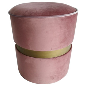 Ružový puf s nohami z borovicového dreva Simla Velvet Champagne, ⌀ 40 cm