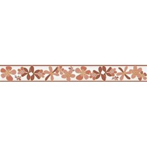 Samolepiaca bordúra D58-014-3, rozmer 5 m x 5,8 cm, kvety hnedé, IMPOL TRADE