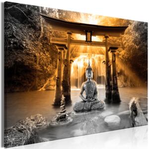 Obraz - Buddha Smile (1 Part) Wide Orange 90x60