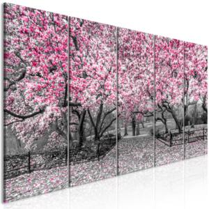 Obraz - Magnolia Park (5 Parts) Narrow Pink 200x80