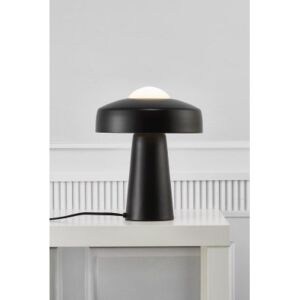 Minimalistická stolní lampička Time - Ø 267 x 340 mm, E27, černá s černým kabelem - 2010925003