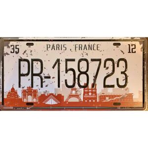 Ceduľa Paris France 30,5cm x 15,5cm Plechová tabuľa