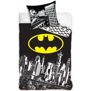 Carbotex · Bavlnené posteľné obliečky Batman - motív Shield of Gotham - 100% bavlna - 70 x 80 cm + 140 x 200 cm