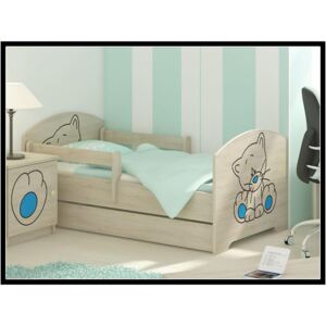 Detská posteľ s výrezom MAČIČKA - modrá 140x70 cm + matrac ZADARMO!
