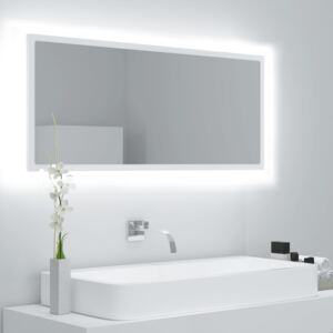 Kúpeľňové LED zrkadlo biele 100x8,5x37 cm drevotrieska
