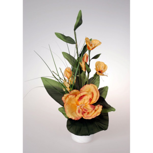 Aranžmán Ruže v kvetináči oranžová, 50 cm