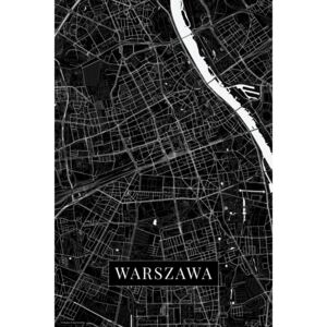 Mapa Warszawa black