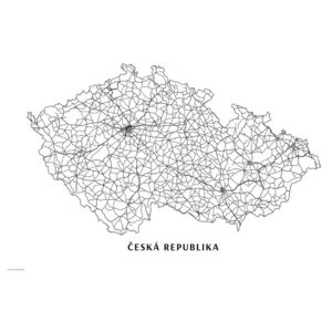 Mapa Česká republika black & white