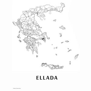 Mapa Ellada black & white