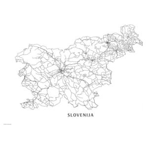 Mapa Slovenija black & white