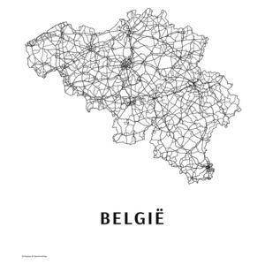Mapa Belgie black & white