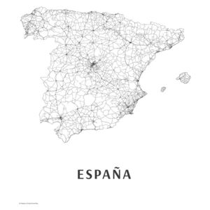 Mapa Spain black & white