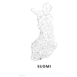 Mapa Finland black & white