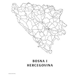 Mapa Bosna i Hercegovina black & white
