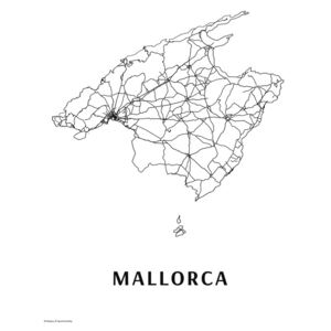 Mapa Mallorca black & white