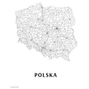 Mapa Poland black & white