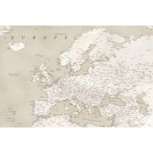 Mapa Sepia vintage detailed map of Europe, Blursbyai