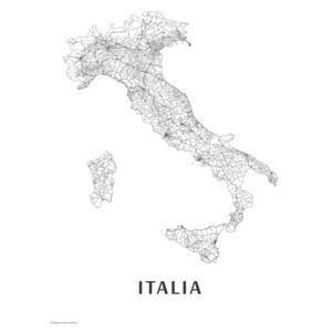 Mapa Italy black & white