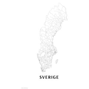 Mapa Sweden black & white