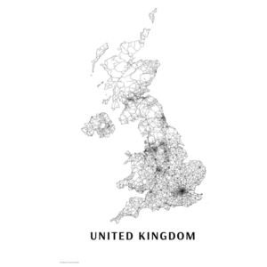 Mapa United Kingdom black & white