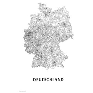 Mapa Germany black & white