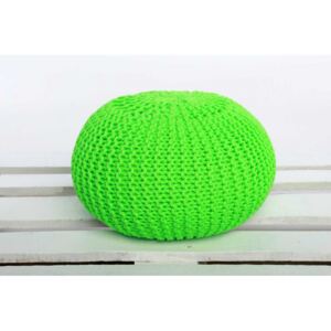 Pletený puf - zelená krikľavá - 50cm