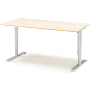 Výškovo nastaviteľný stôl Adeptus, 1600x800 mm, dýha breza/šedá
